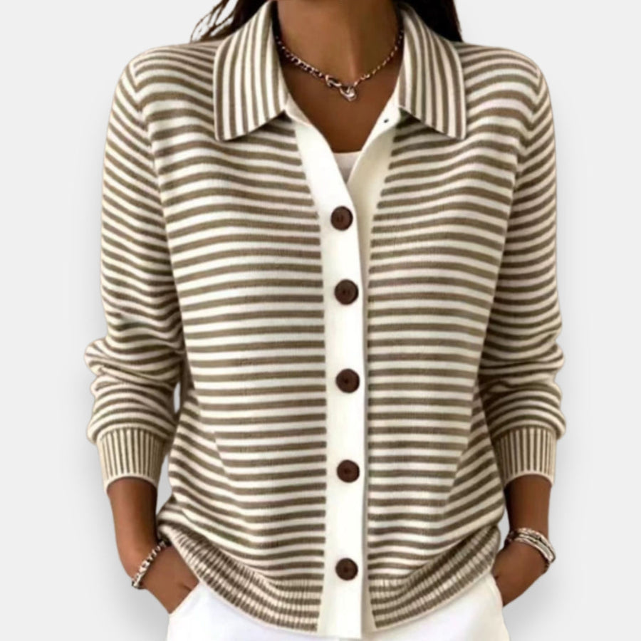Kerana Striped Button Cardigan