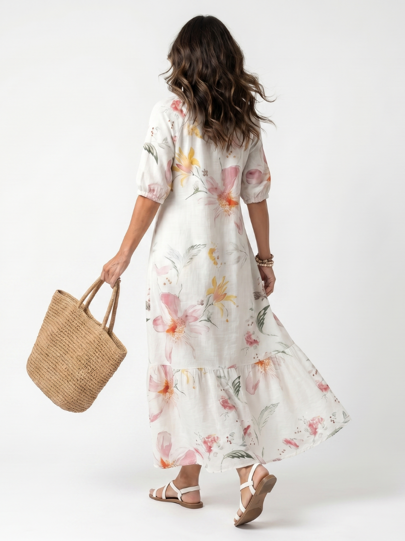 Noa Floral Tiered Midi Dress