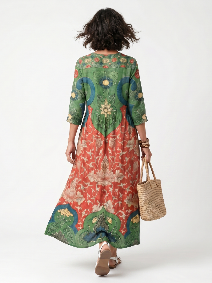 Sloane Mixed Print Midi Dress