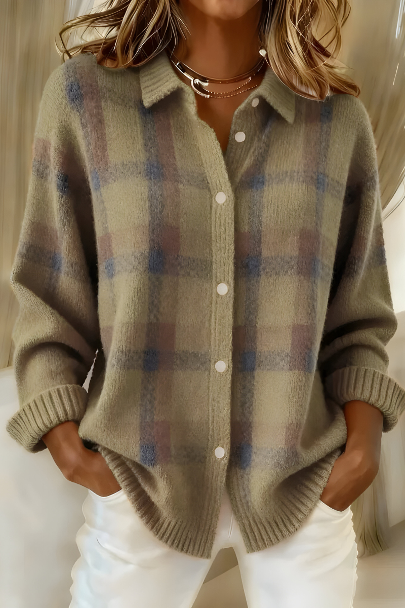 Tesa Plaid Knit Cardigan