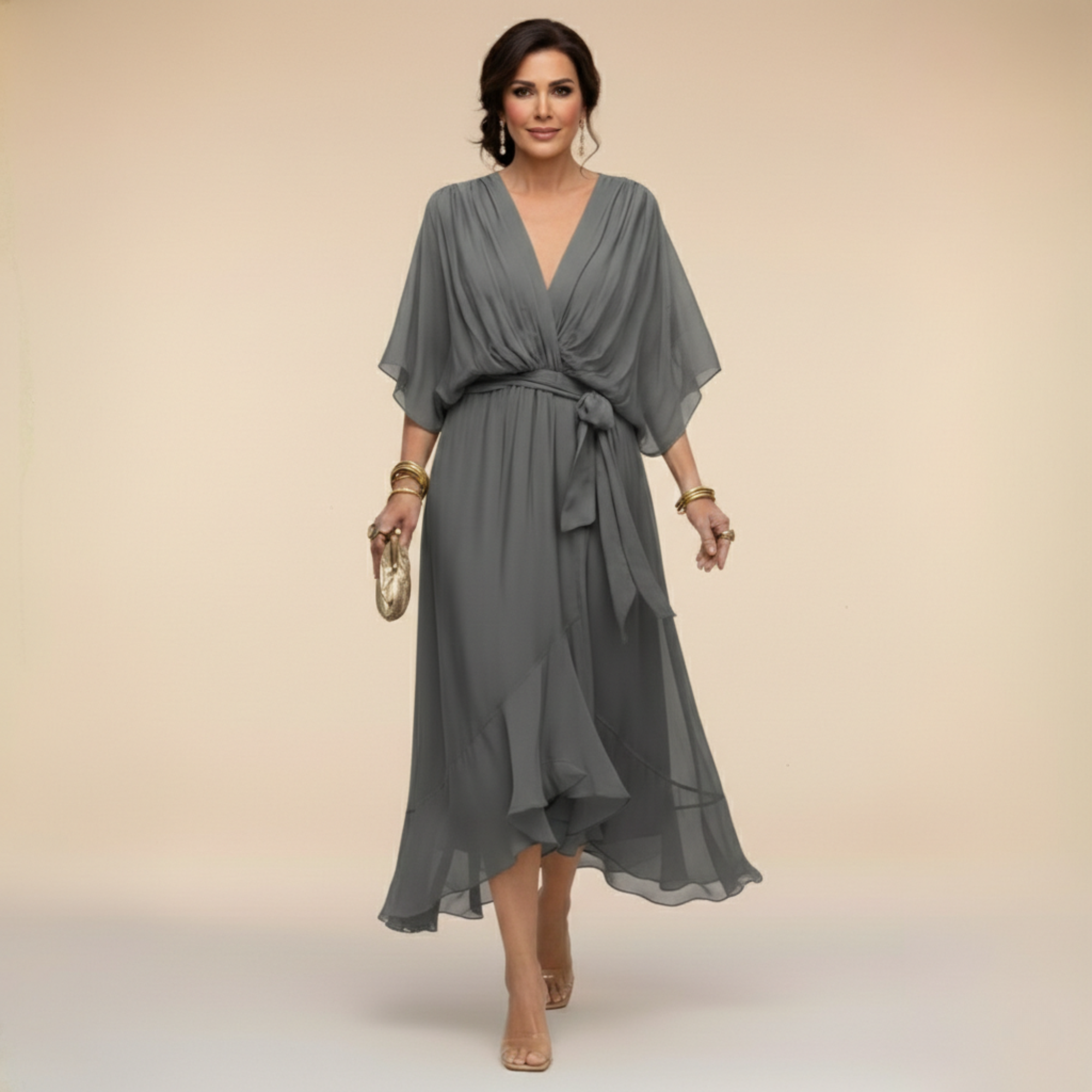 Monica™ | Elegant V-Neck Dress