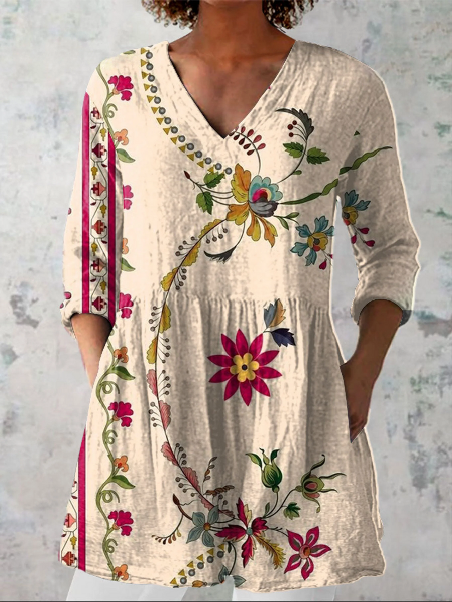 Clara Long V-Neck Blouse