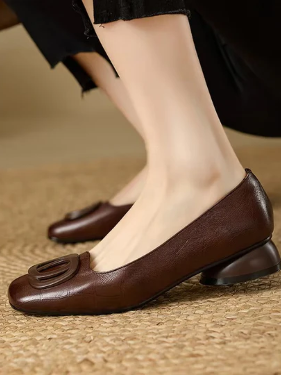 Opium Square-Toe Leather Flats
