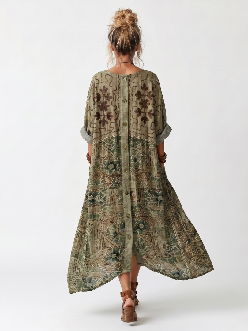 Aleta Button Front Midi Dress