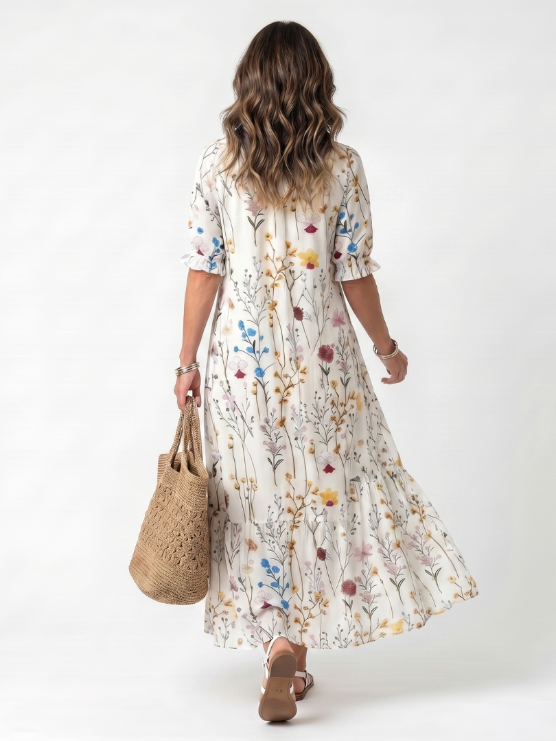 Sylvie Botanical Tassel Midi Dress