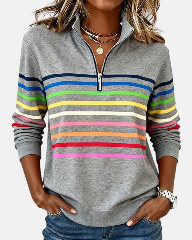 Serenelle Striped Zip Sweatshirt