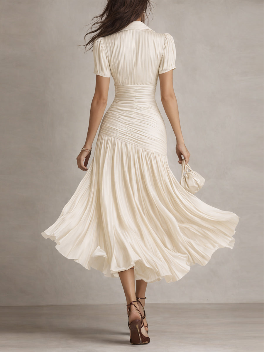 Adriana Striped Satin Midi Dress
