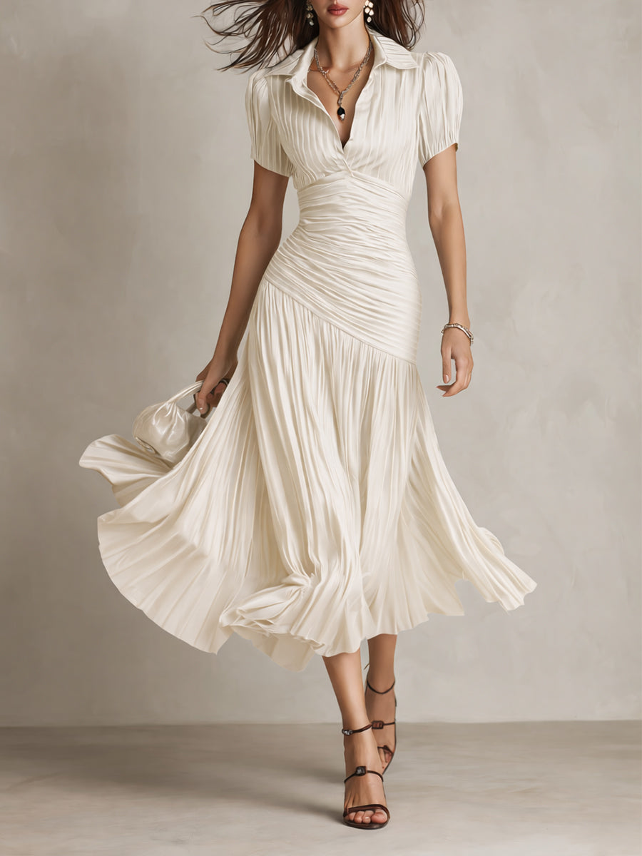 Adriana Striped Satin Midi Dress