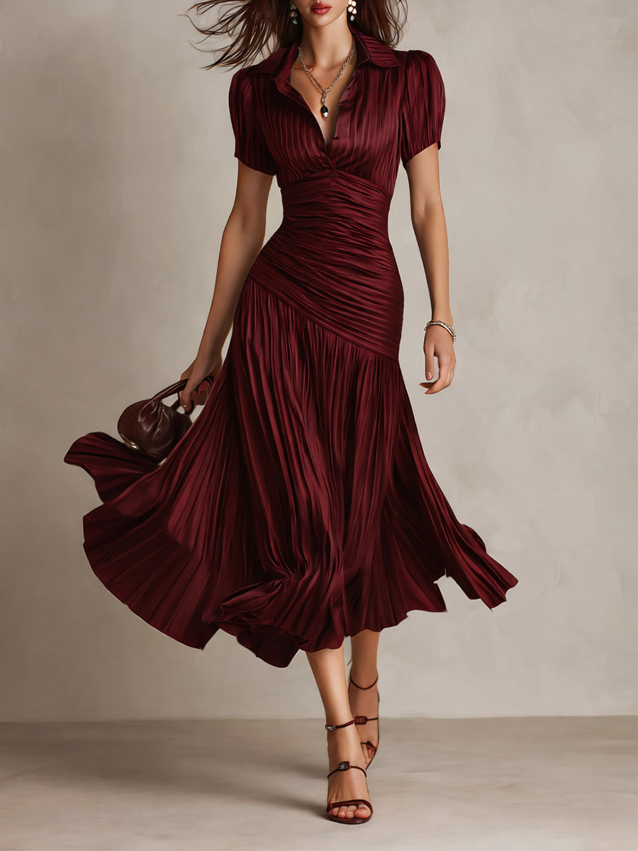 Adriana Striped Satin Midi Dress