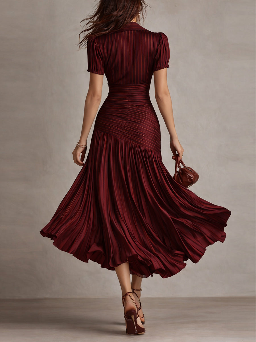 Adriana Striped Satin Midi Dress