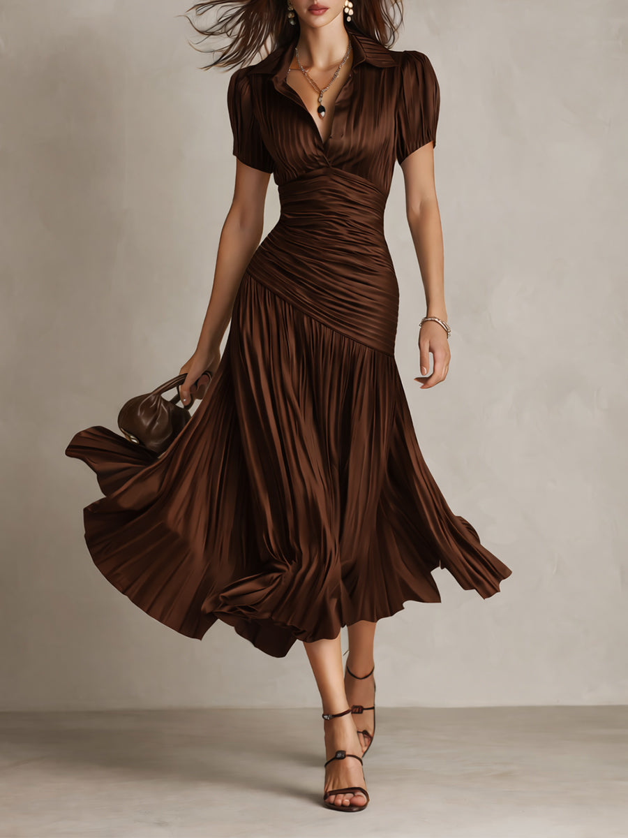 Adriana Striped Satin Midi Dress