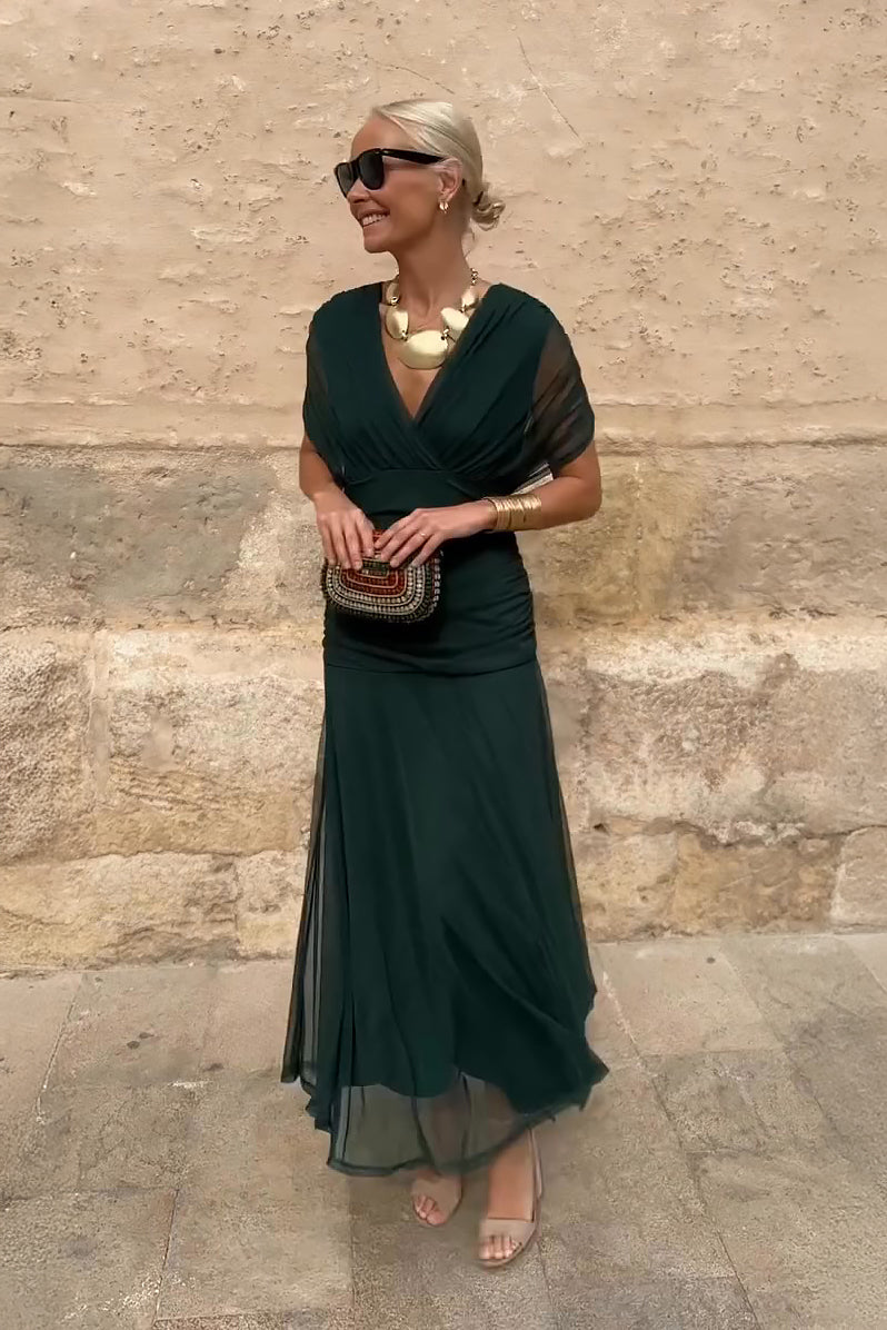 Henrietta™ | Elegant V-Neck Fantasy Floral Maxi Dress
