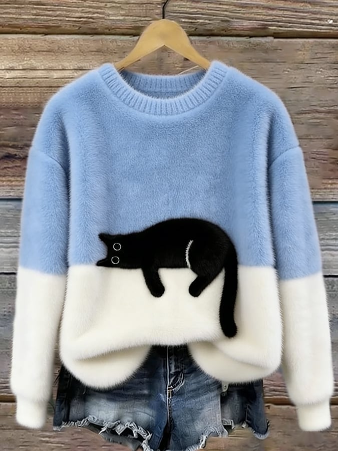 Aileen Cat Print Sweater