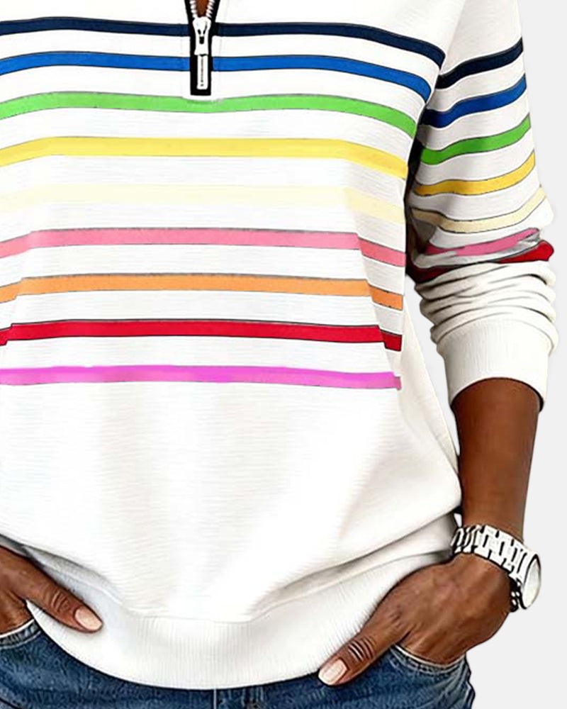 Serenelle Striped Zip Sweatshirt