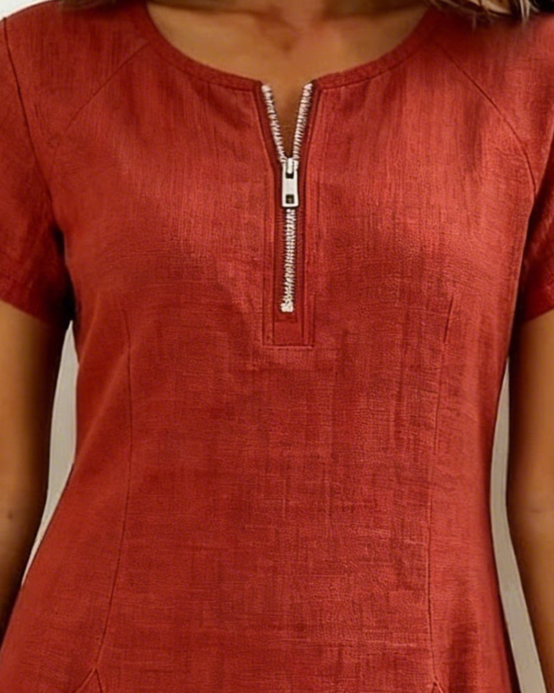 Emma Cotton Dress with Zipper Closure