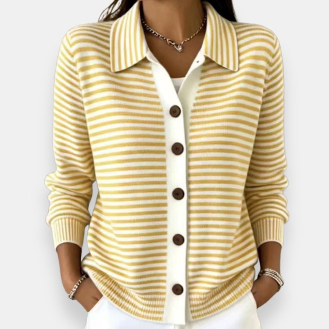 Kerana Striped Button Cardigan
