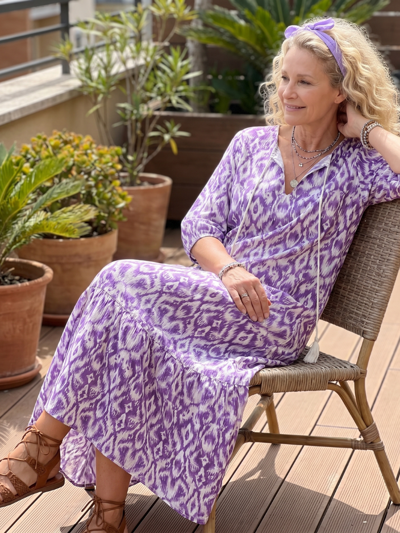 Penelope Printed Tassel Midi Dress