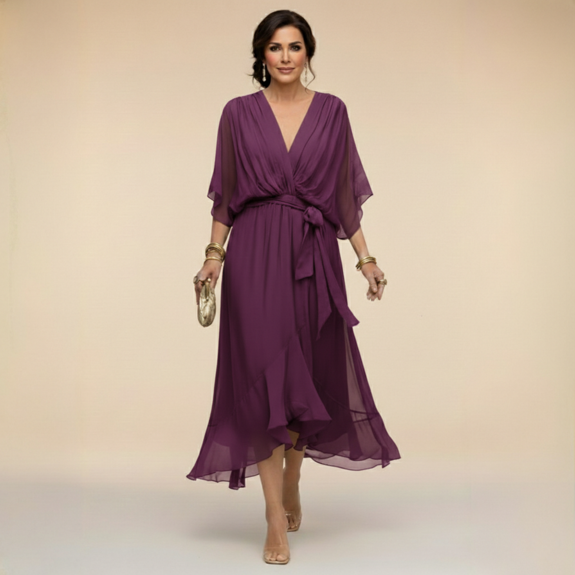 Monica™ | Elegant V-Neck Dress