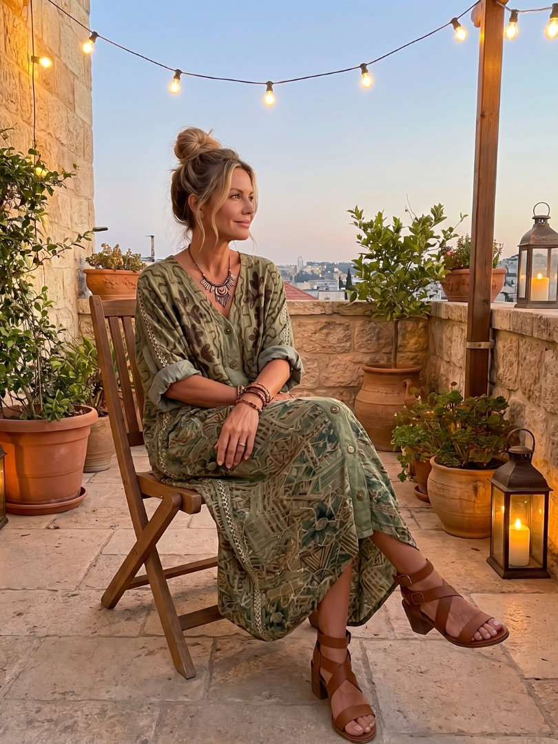 Aleta Button Front Midi Dress