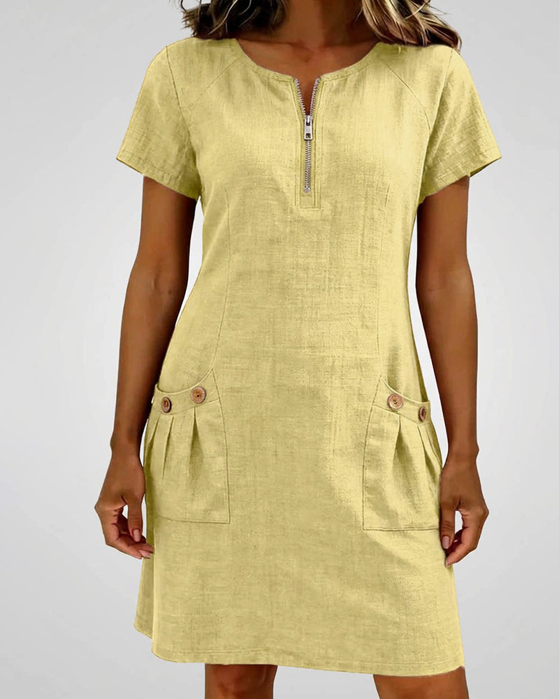 Emma Cotton Dress with Zipper Closure