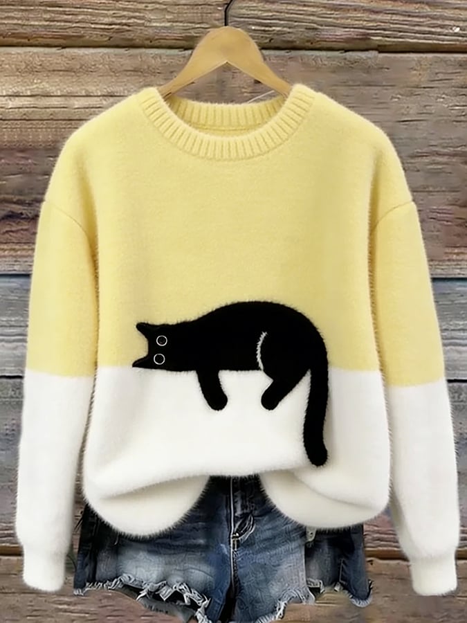 Aileen Cat Print Sweater