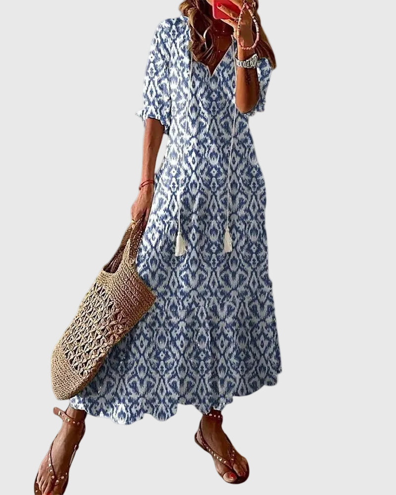Amalia Boho Vintage Summer Maxi Dress