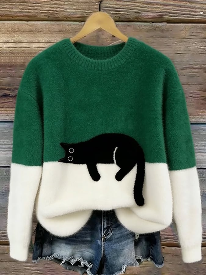 Aileen Cat Print Sweater
