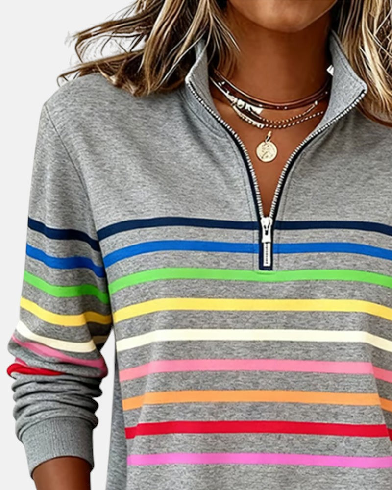 Serenelle Striped Zip Sweatshirt