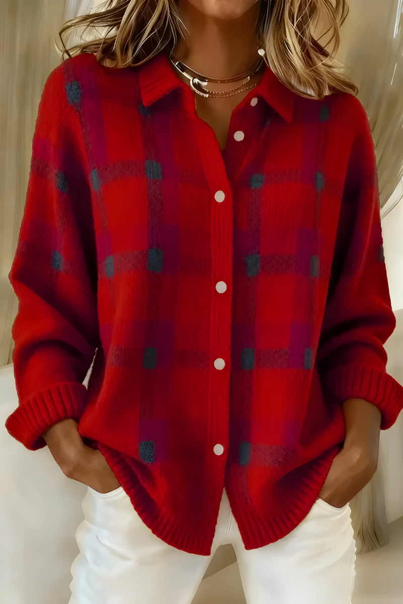 Tesa Plaid Knit Cardigan