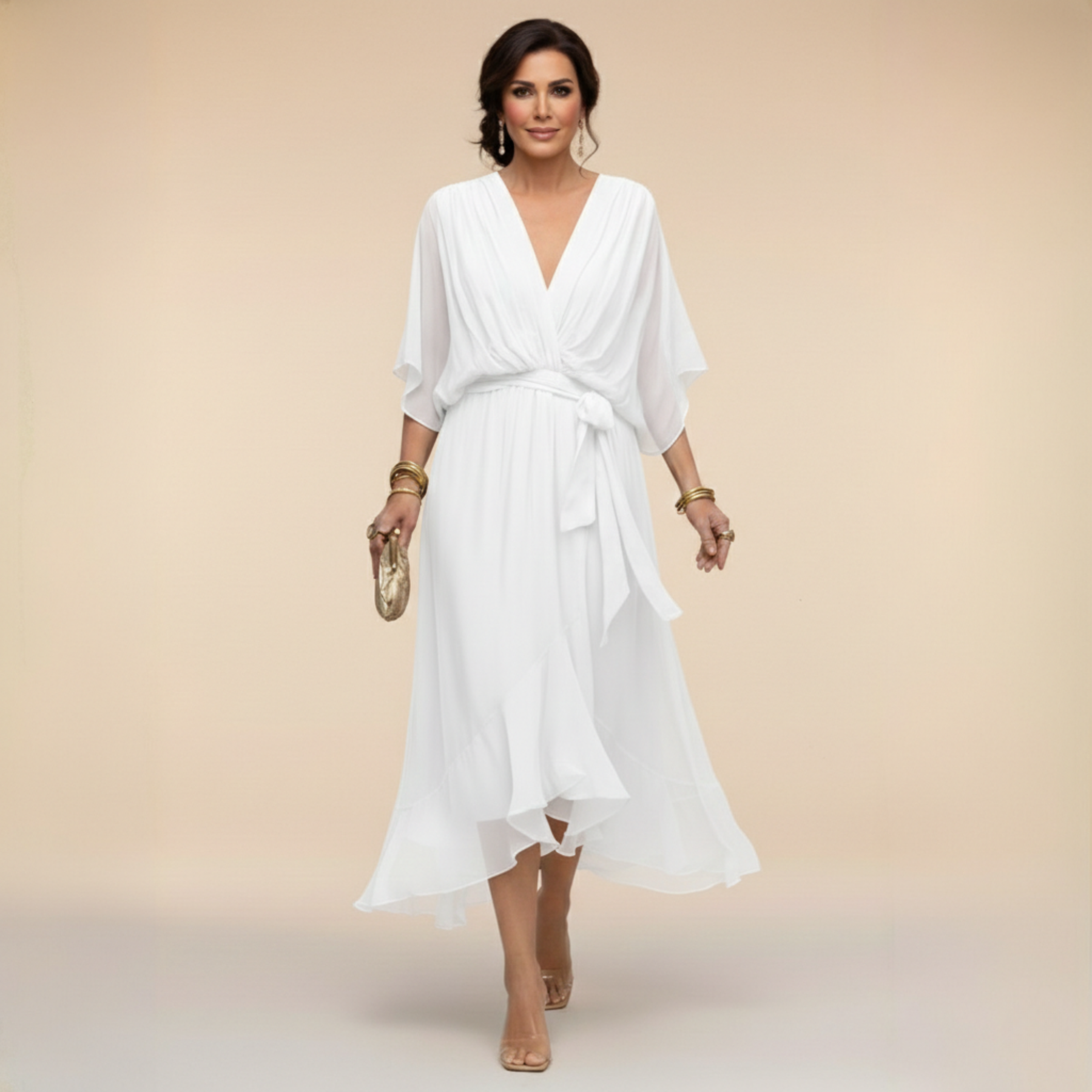 Monica™ | Elegant V-Neck Dress