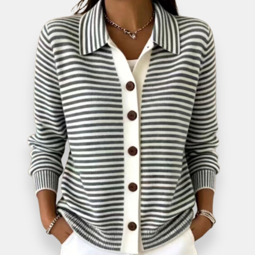 Kerana Striped Button Cardigan