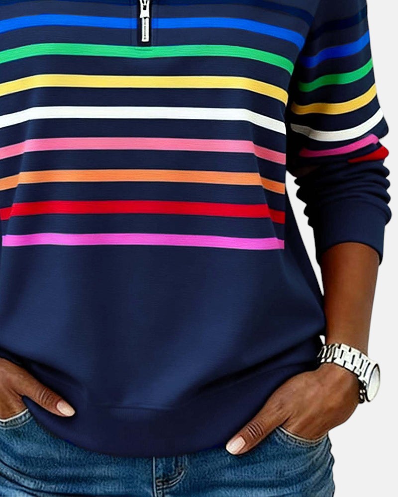 Serenelle Striped Zip Sweatshirt
