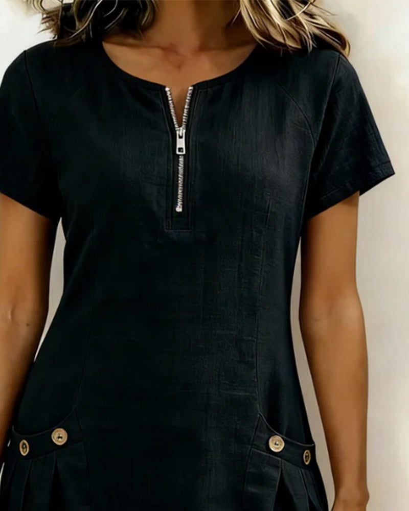 Emma Cotton Dress with Zipper Closure