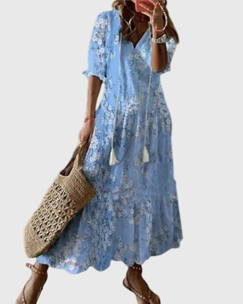 Amalia Boho Vintage Summer Maxi Dress