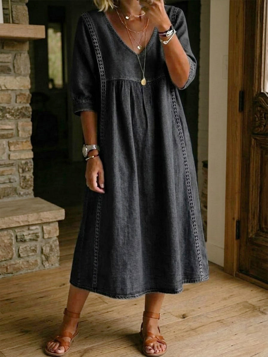 Chloe Denim Lace Dress