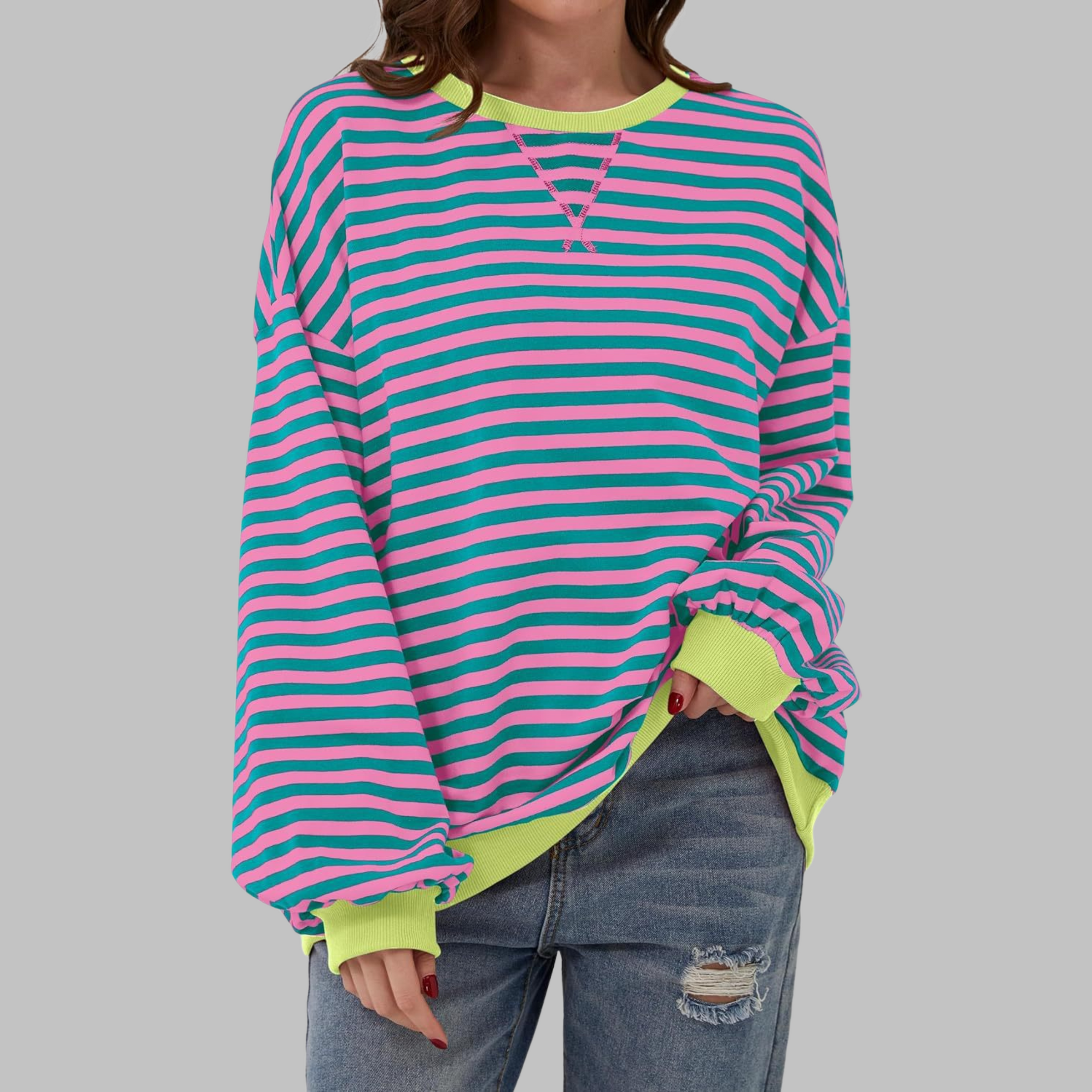 LUKA™ - Casual Long Sleeve Round Neck Striped Shirt