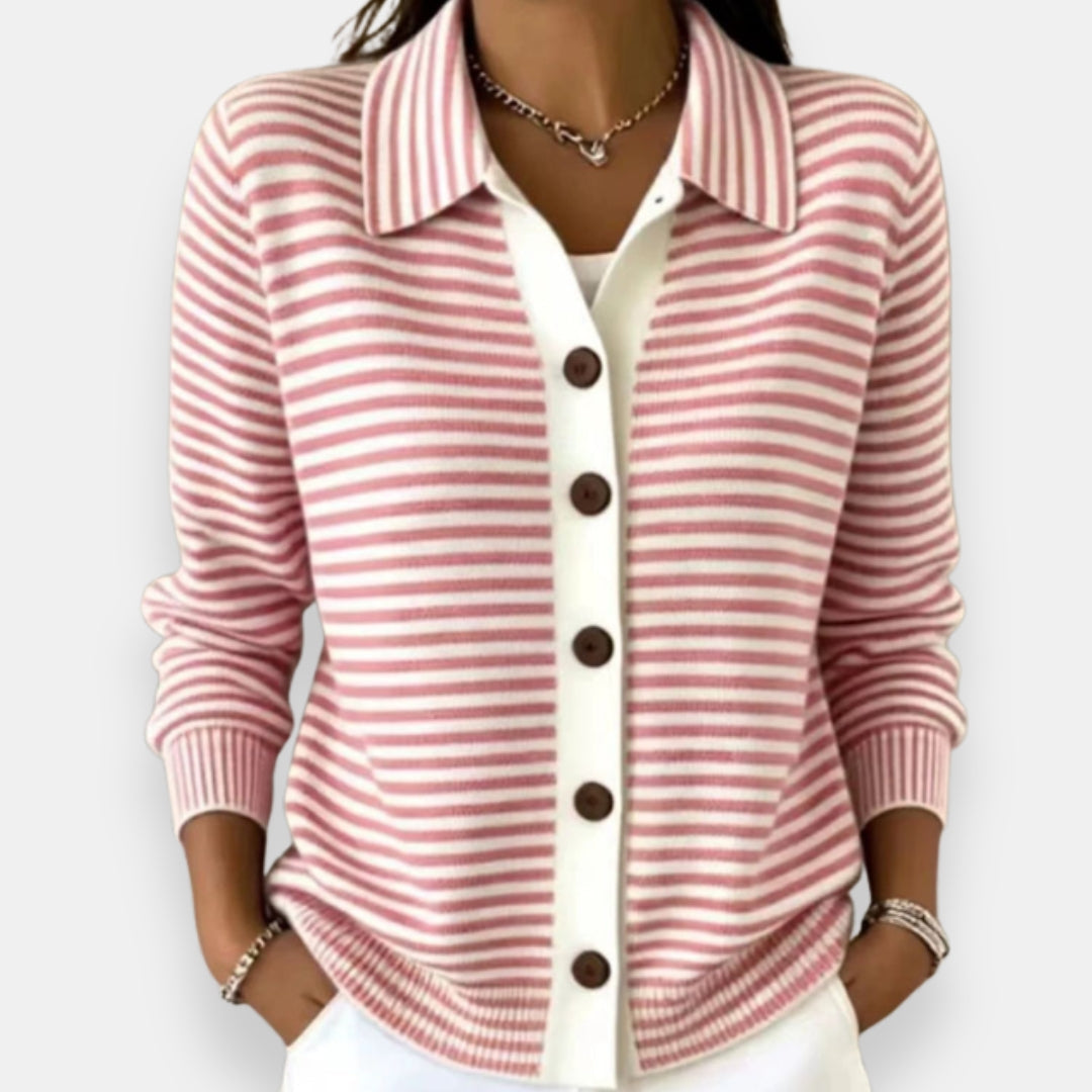 Kerana Striped Button Cardigan