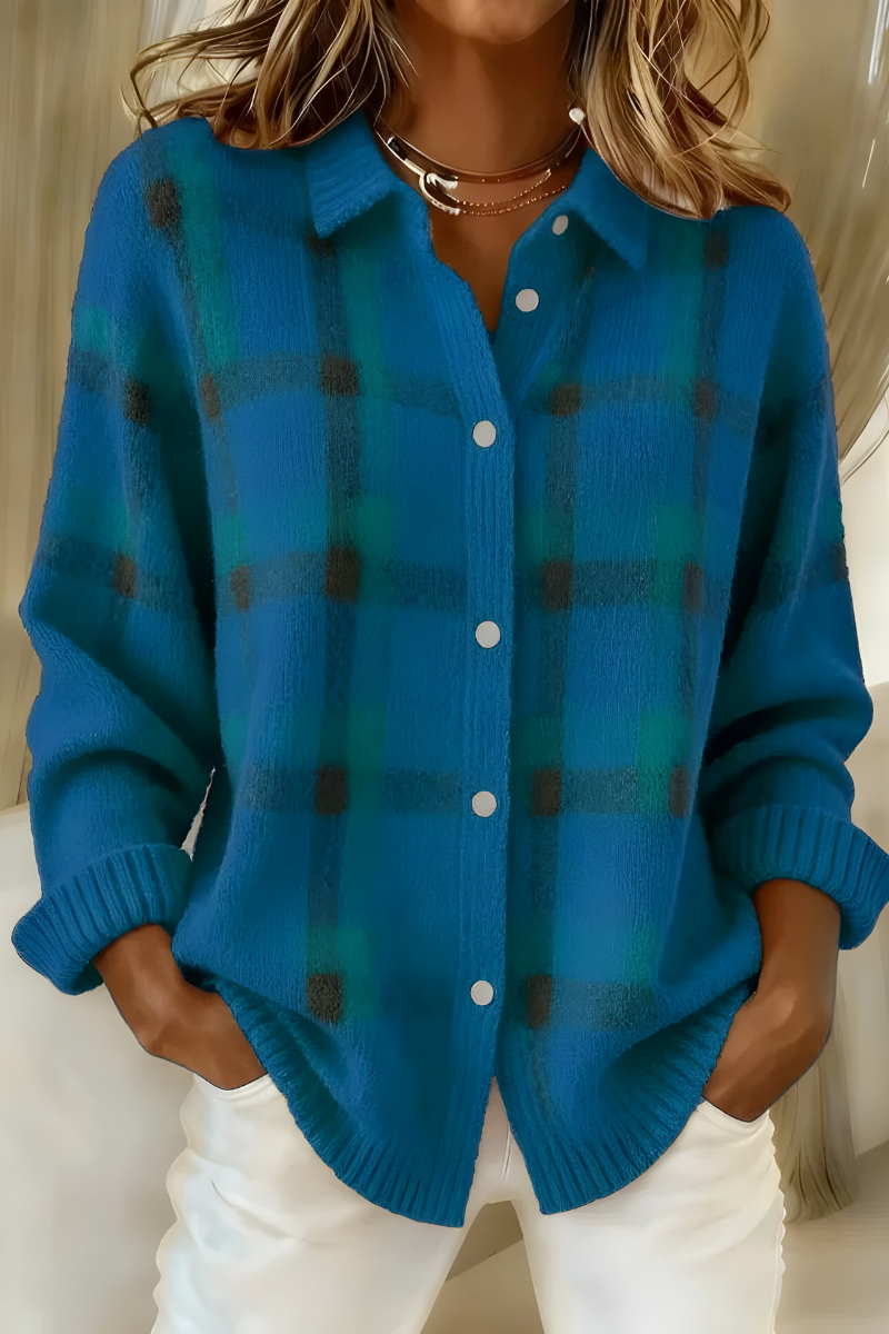 Tesa Plaid Knit Cardigan