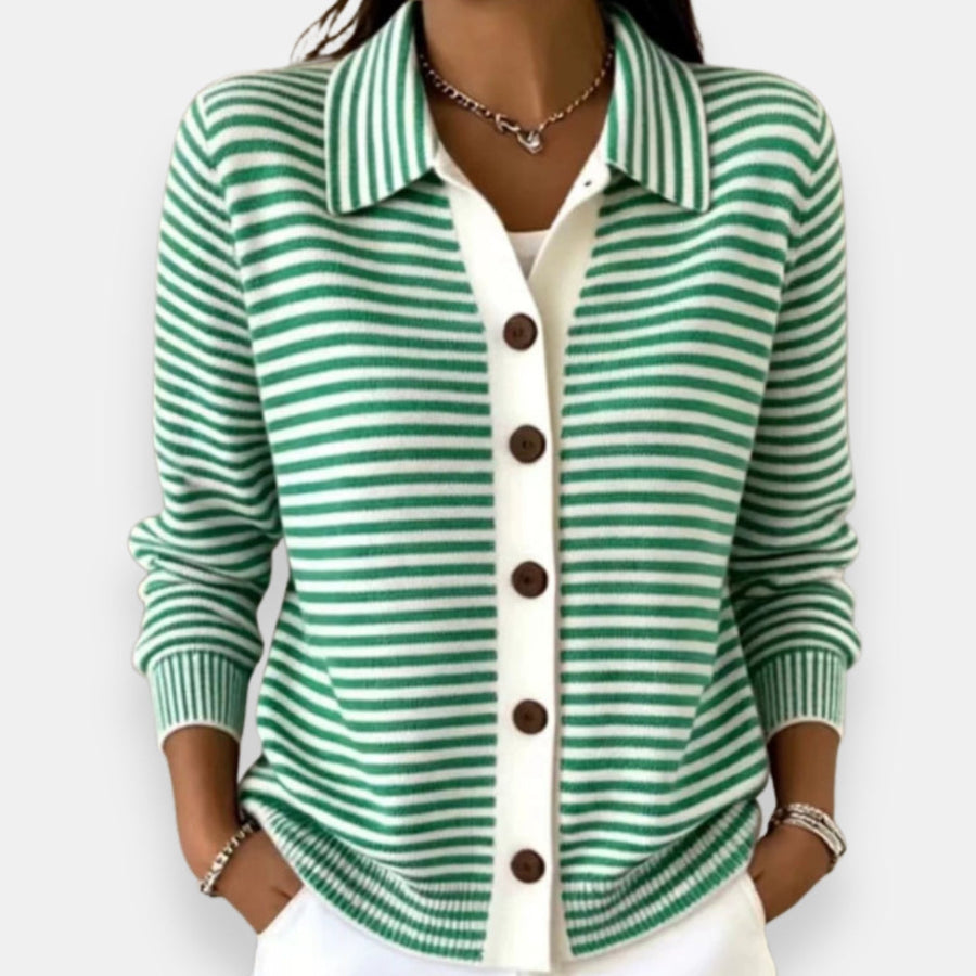 Kerana Striped Button Cardigan