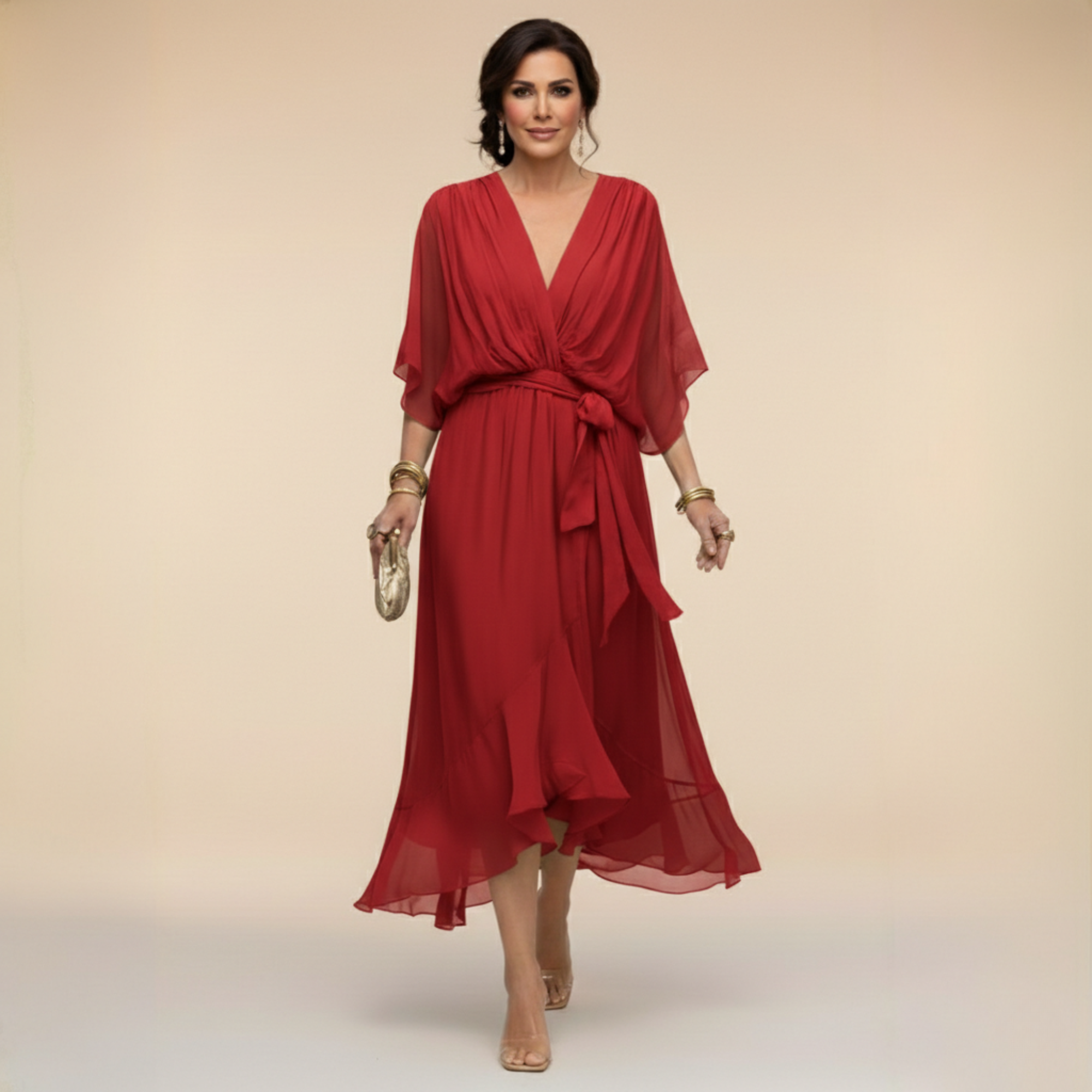 Monica™ | Elegant V-Neck Dress