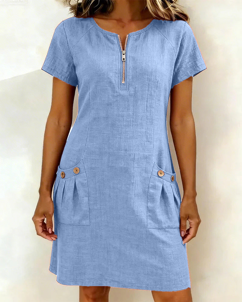 Emma Cotton Dress with Zipper Closure