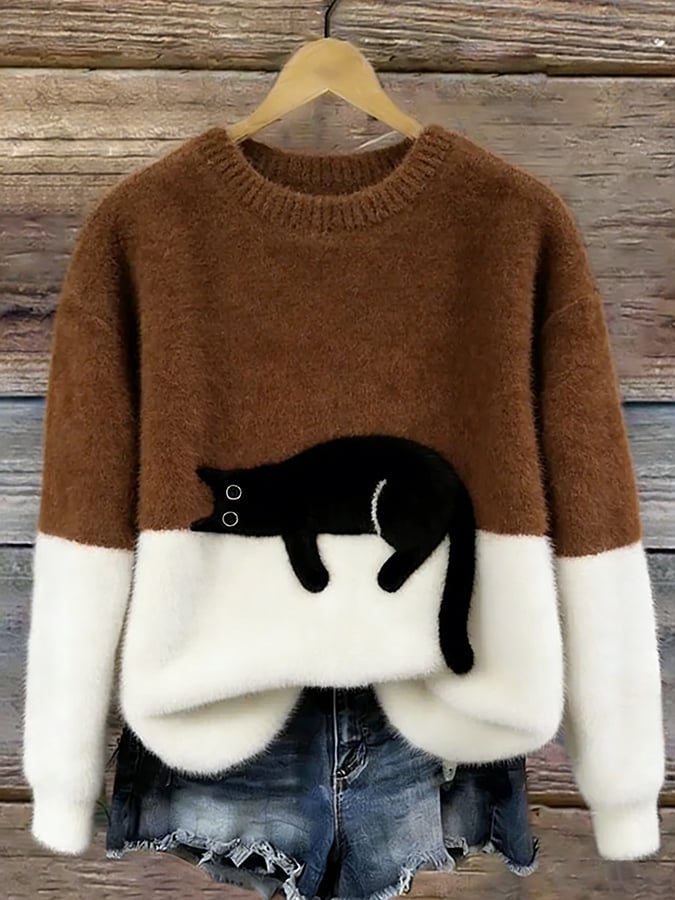 Aileen Cat Print Sweater