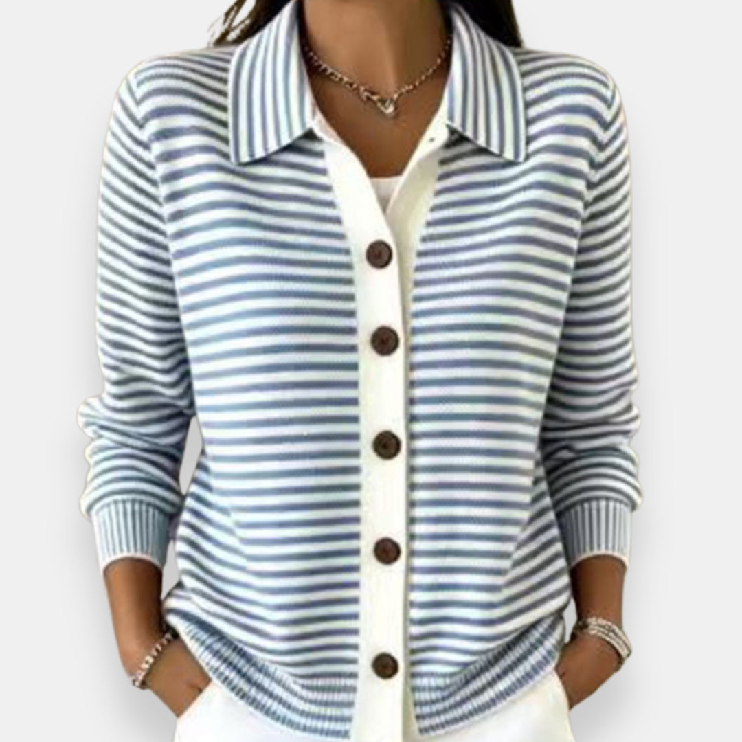 Kerana Striped Button Cardigan