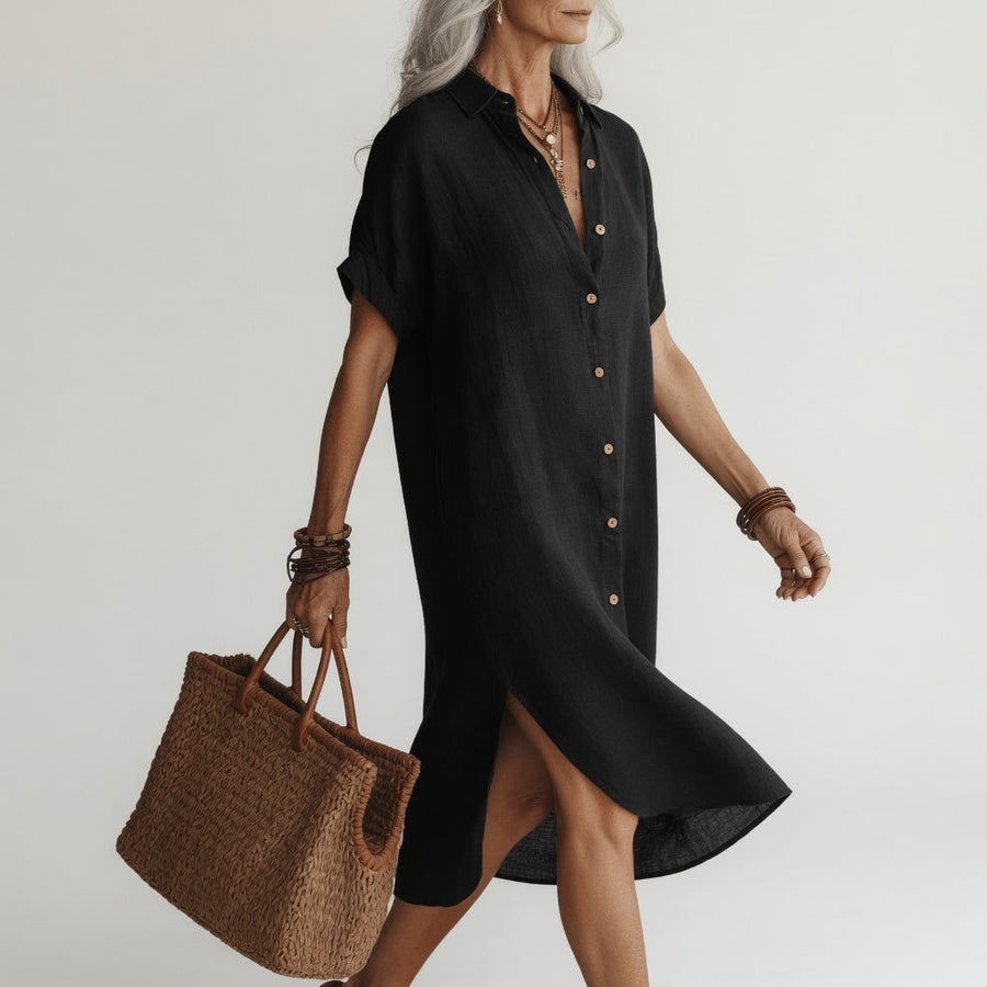 Évanélie™ Midi Shirt Dress