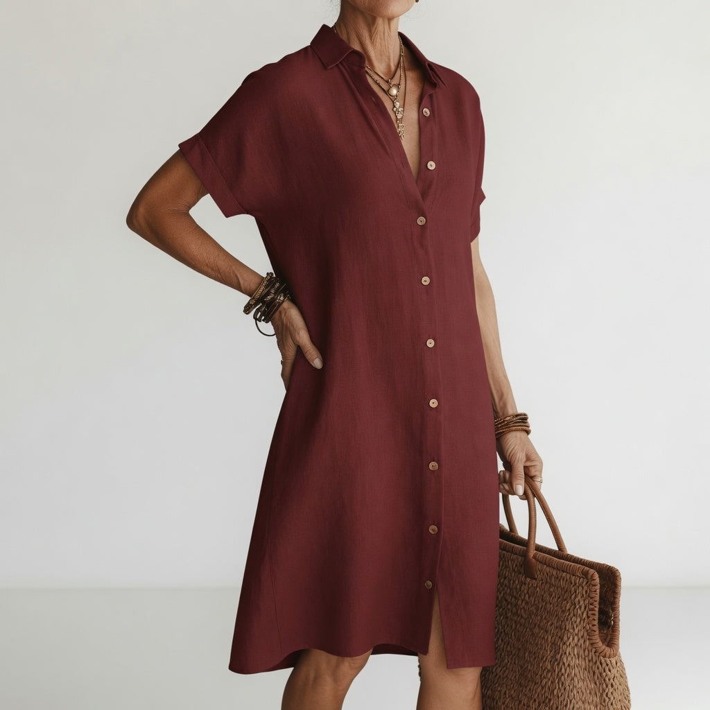 Évanélie™ Midi Shirt Dress