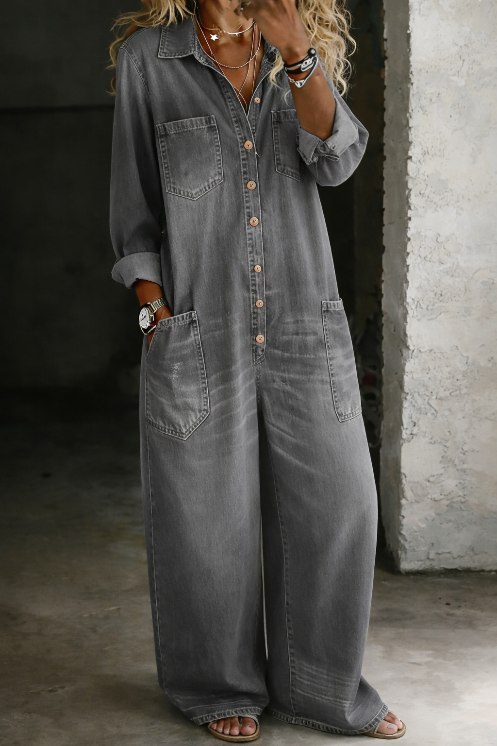 Lena Casual Denim Overalls