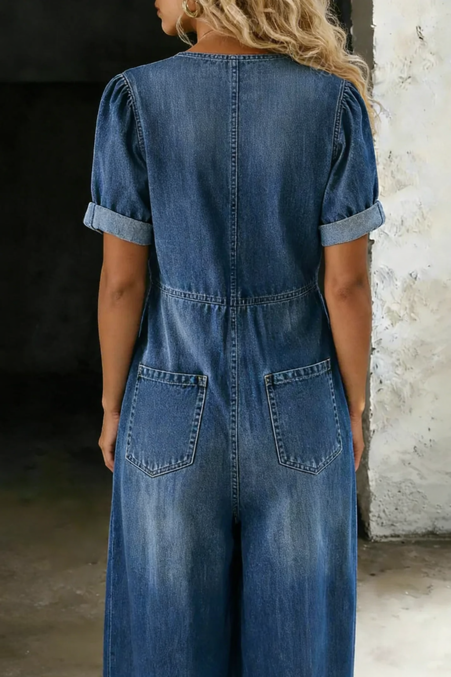 Naya Short Sleeve V-Neck Jumpsuit
