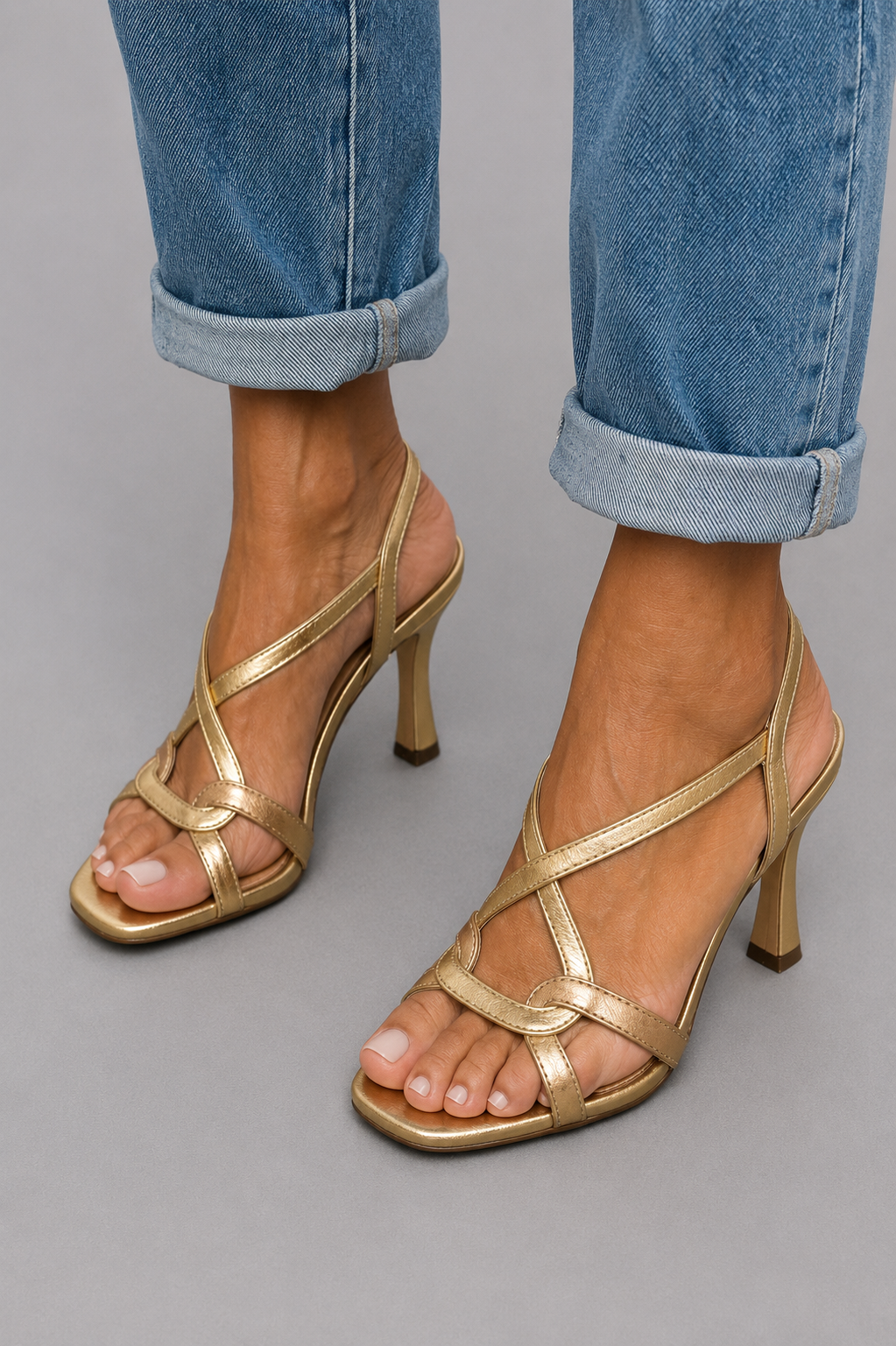 Cassie Golden Heeled Sandals