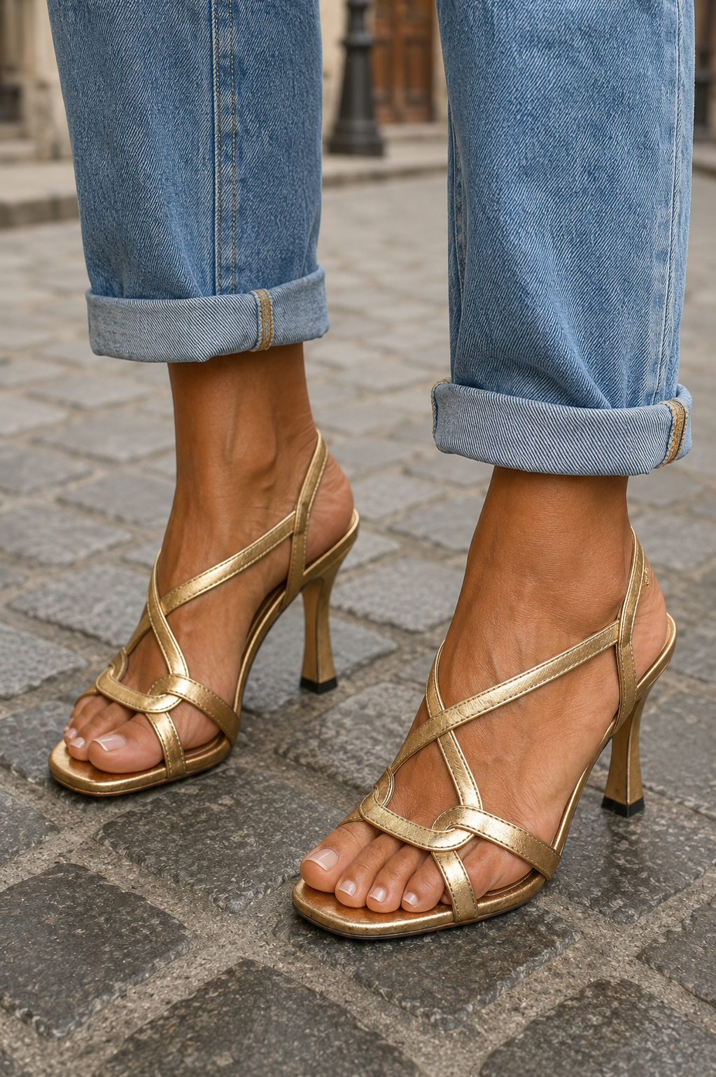 Cassie Golden Heeled Sandals