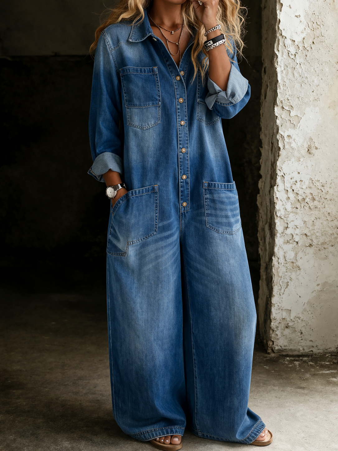 Lena Casual Denim Overalls